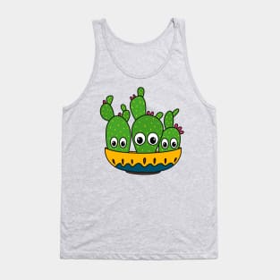 Cute Cactus Design #265: Cacti Bunch In A Bowl Planter Tank Top